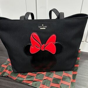 Kate Spade Black Tote with Red Bow Accent
